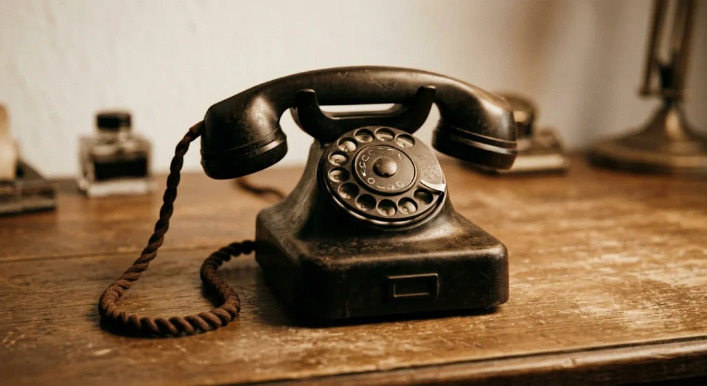 Vintage rotary telephone representing the original 1947 area code system.