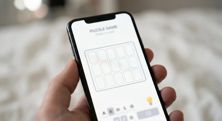 Phone screen showing a daily trivia game with ten empty answer slots to guess.