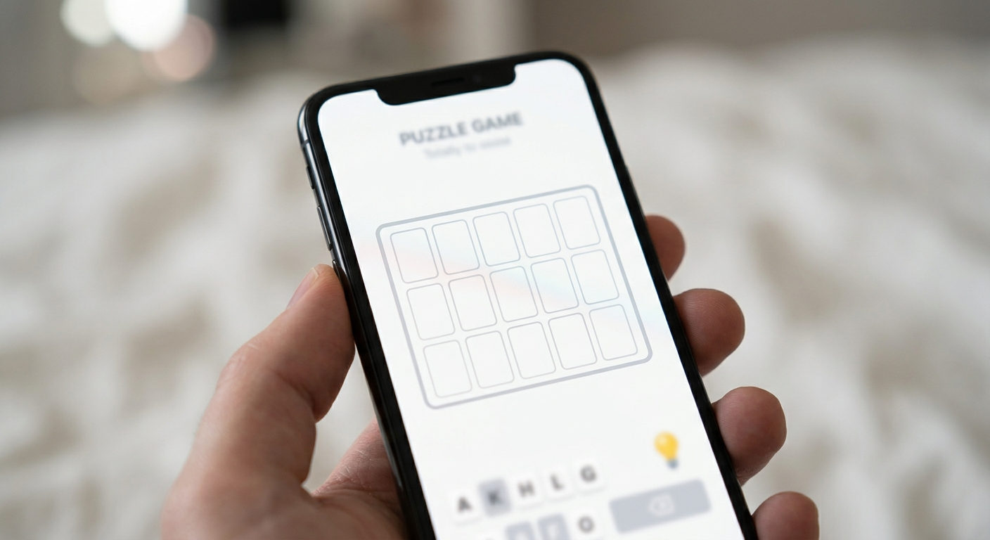 Phone screen showing a daily trivia game with ten empty answer slots to guess.
