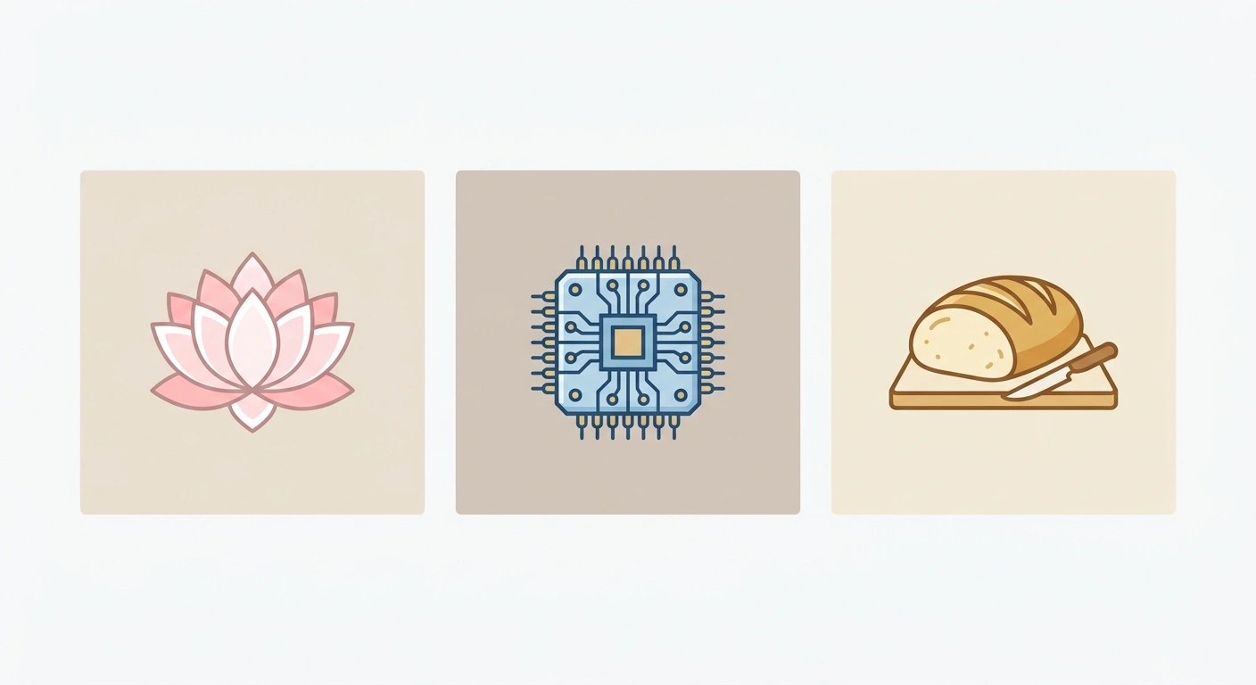 Three unrelated icons representing the different meanings of the word Piratti.