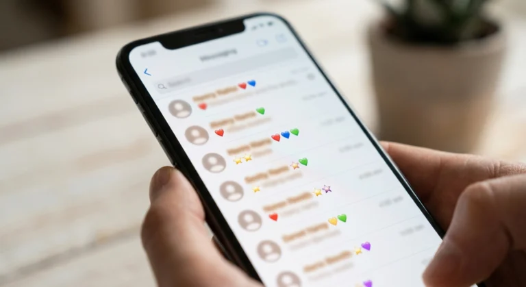 Phone screen showing a Snapchat friends list with best friend emojis next to names.