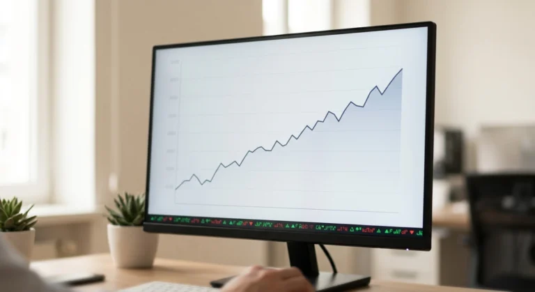 Nasdaq Composite Index chart displayed alongside technology company stock tickers