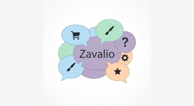 Nine overlapping speech bubbles each showing a different definition icon