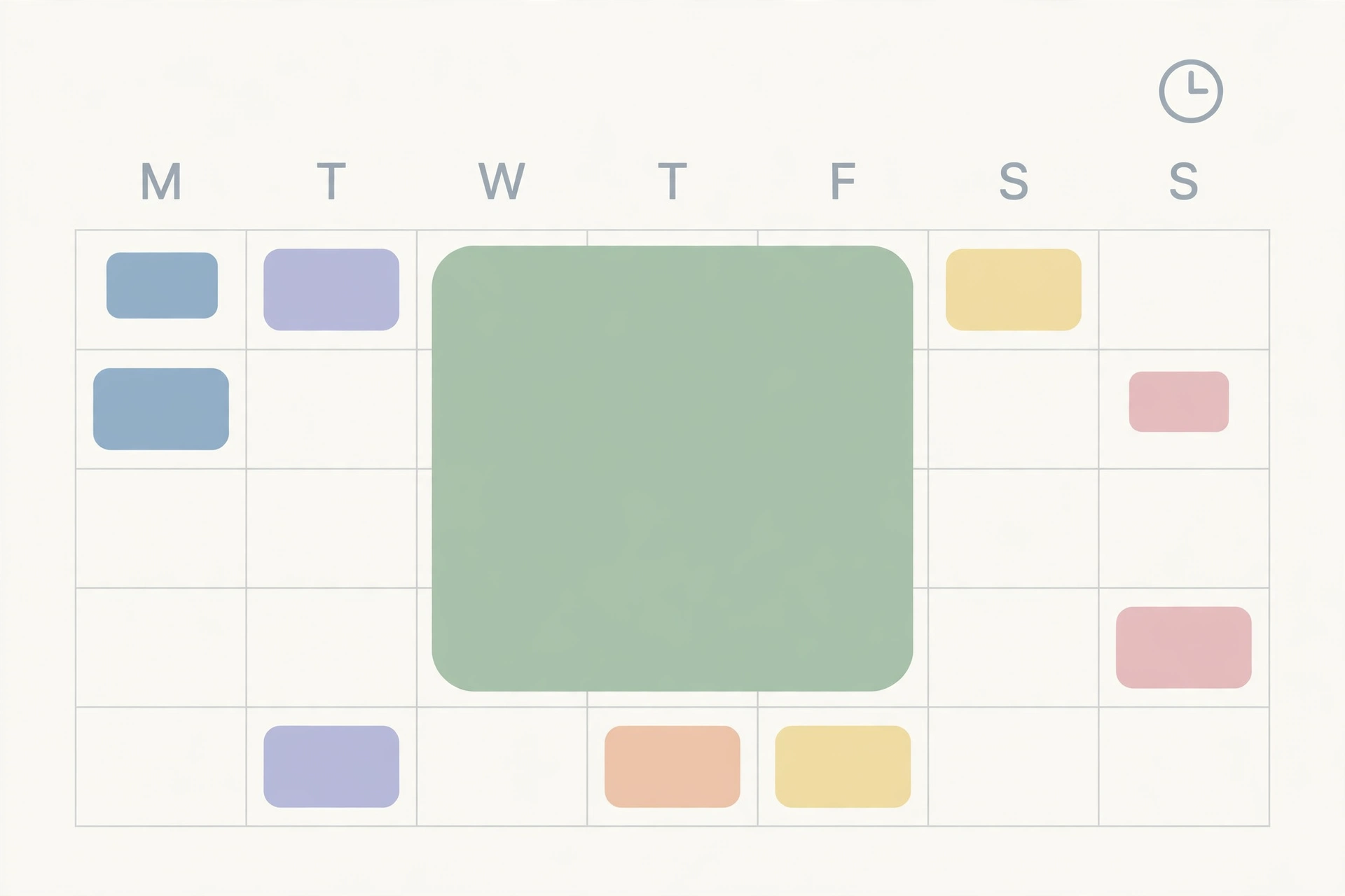 Flat illustration of a weekly calendar with a protected focus-time block.