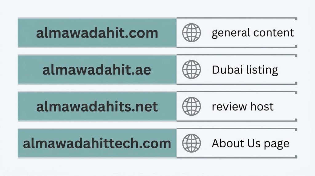 Comparison chart of four almawadahit domains and what sources say about each.