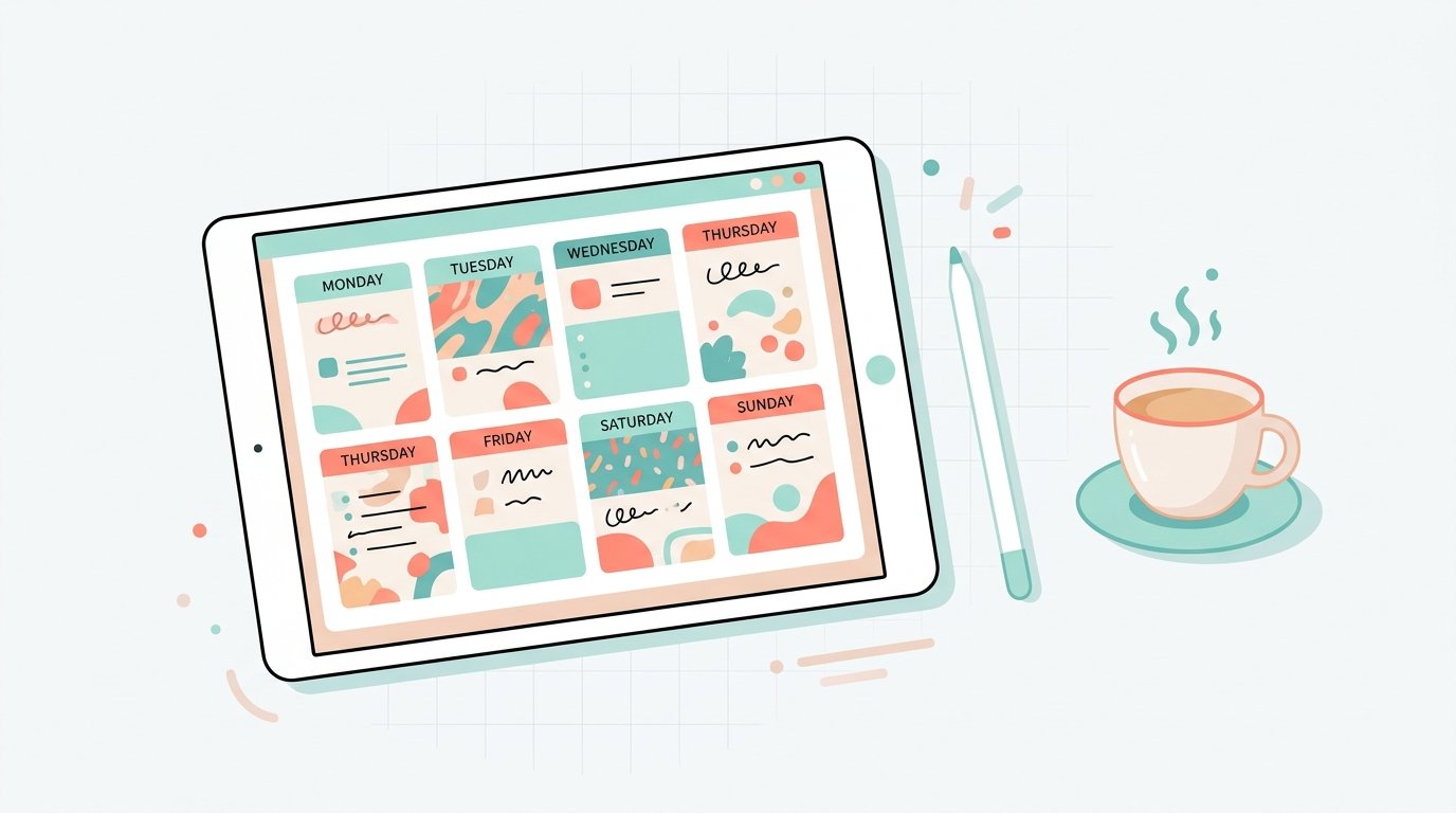 best digital planners shown on a tablet with a stylus and a weekly layout.