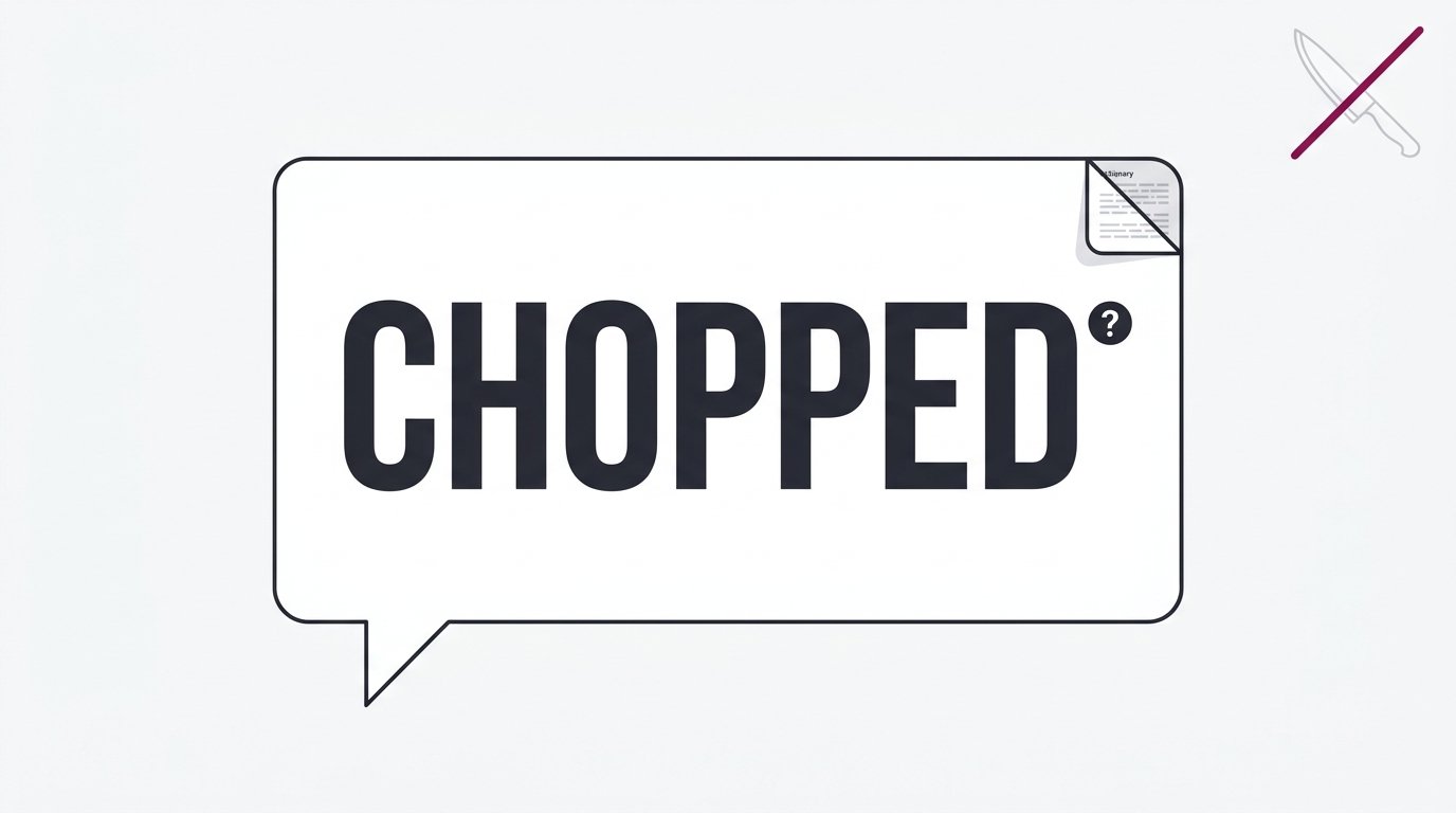 Chopped slang meaning shown as a speech bubble with the word chopped and a question mark.