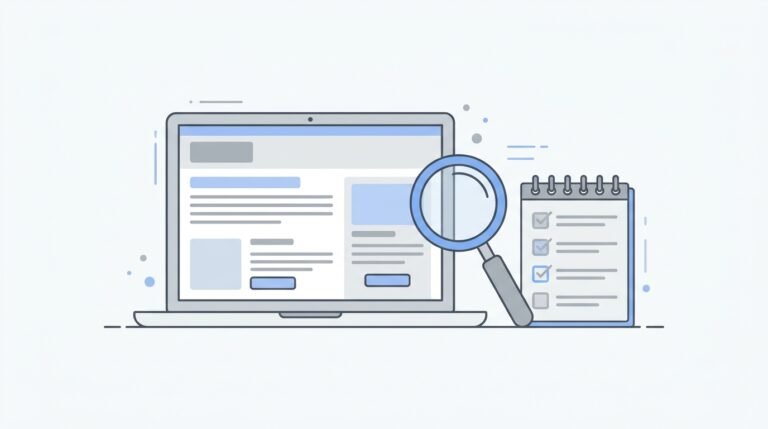 domikyo.com review showing a website being checked with a magnifying glass.