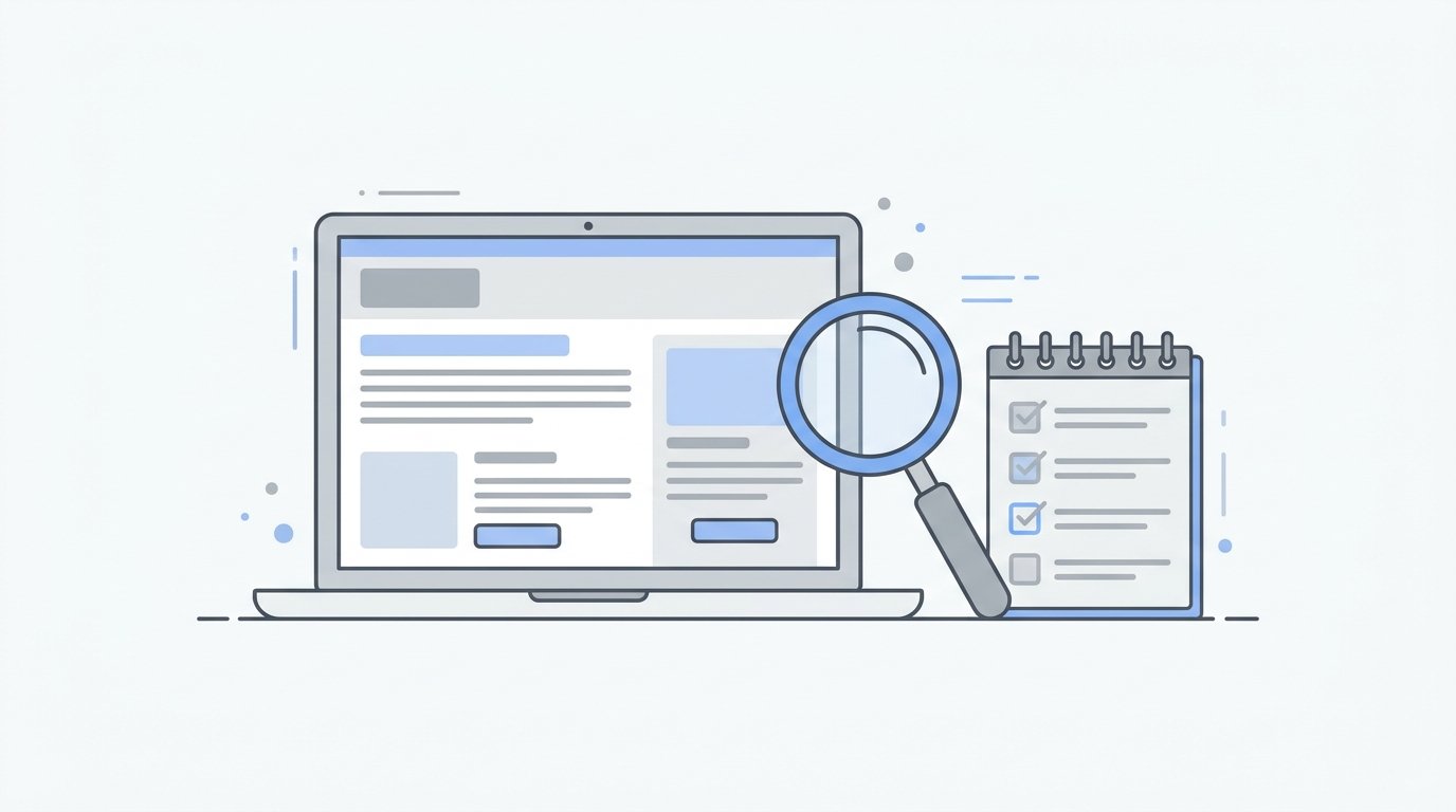 domikyo.com review showing a website being checked with a magnifying glass.