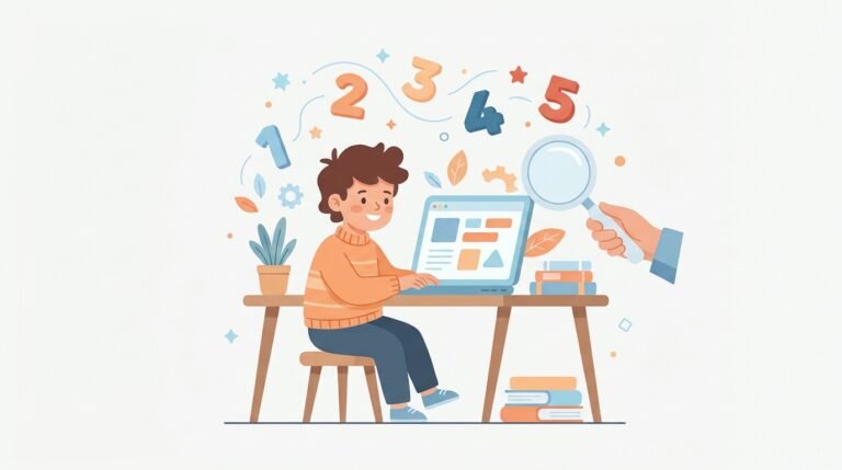 mathplayzone review showing a child playing a math game on a laptop.