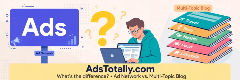 A reader puzzled by the difference between an ad network and a multi-topic blog called AdsTotally.com.