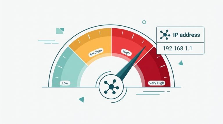 Scamalytics IP fraud score gauge showing low, medium and high risk levels.