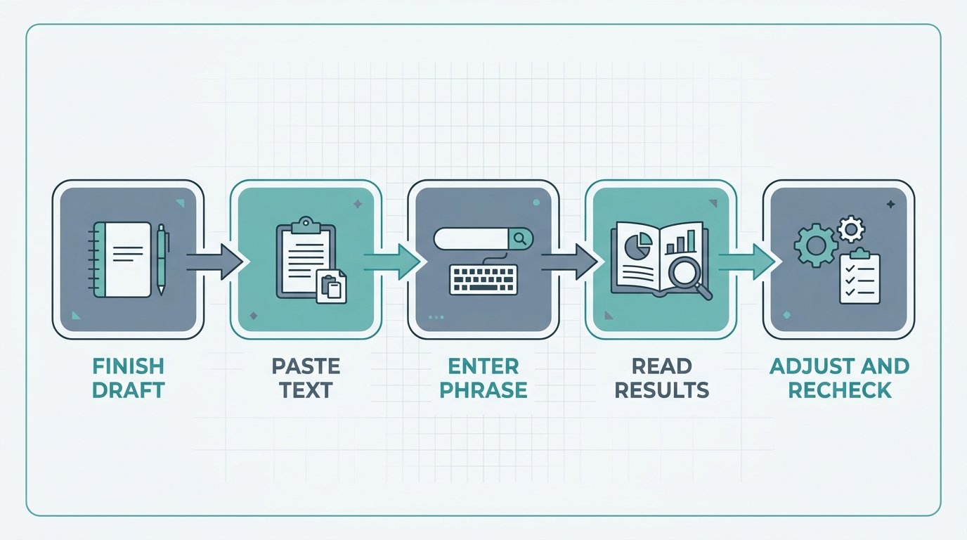 Five steps to use the zuhio keyword count checker from finishing the draft to rechecking.